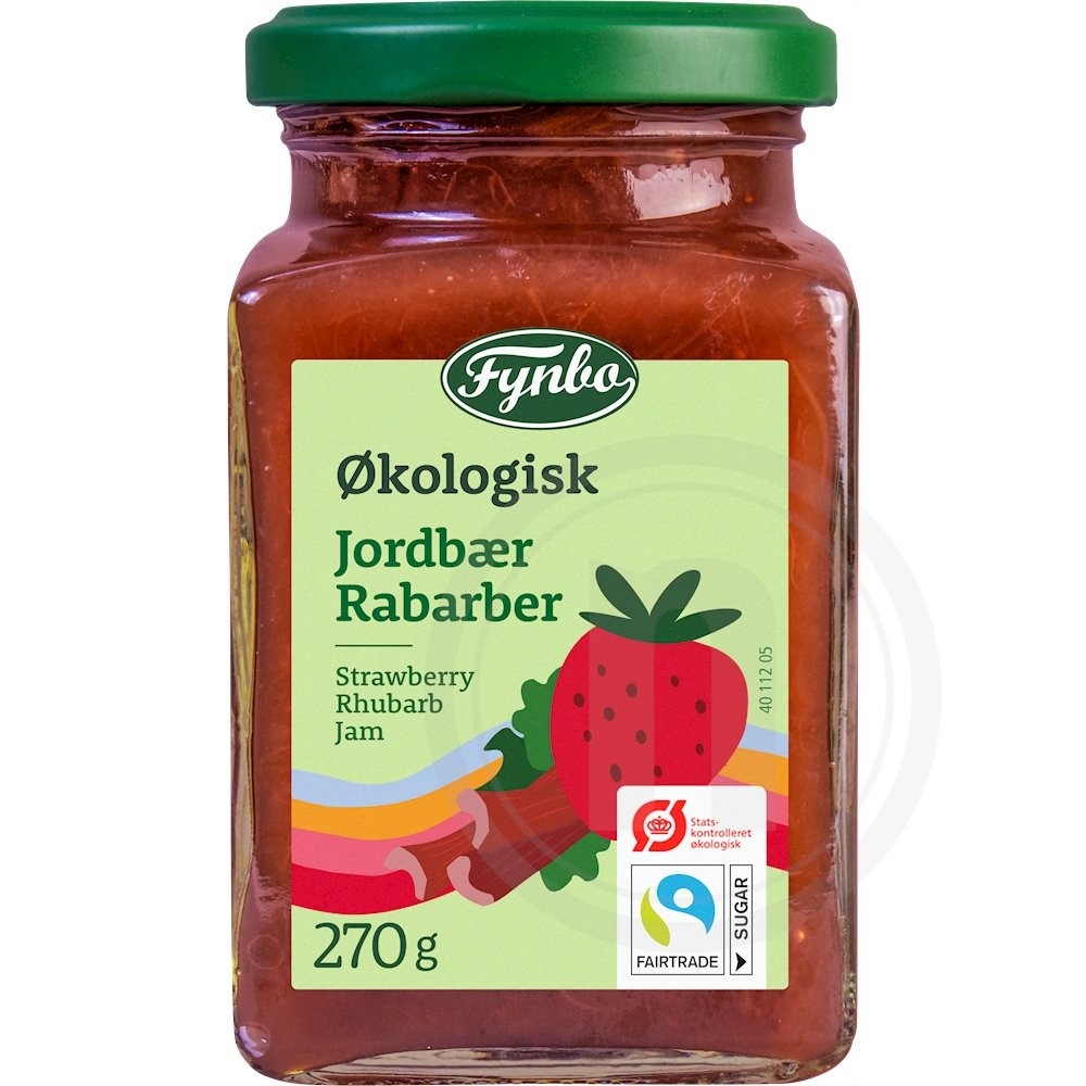 Jordbær/rabarbermarmelade øko.