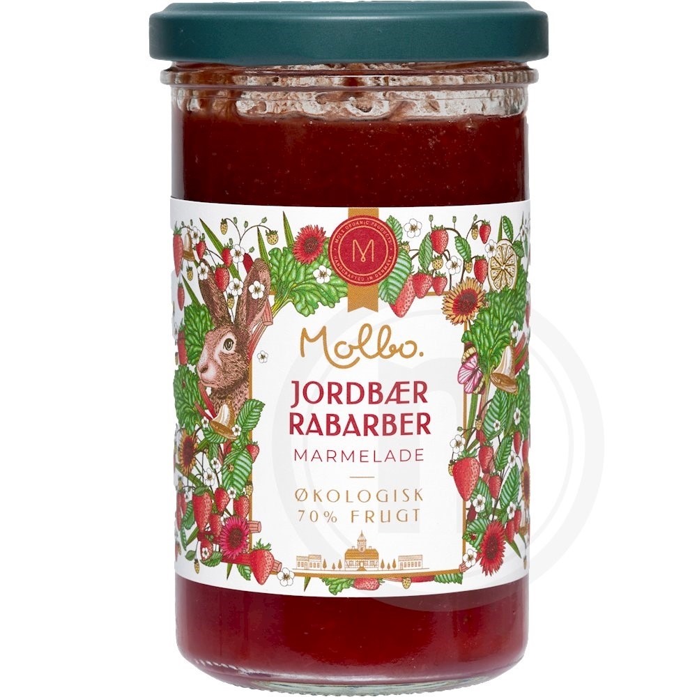 Molbo Rømer Vegan Jordbærmarmelade m. Rabarber Øko
