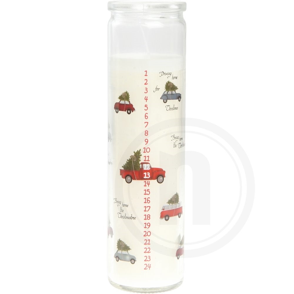 Kalenderlys i glas (hvid)