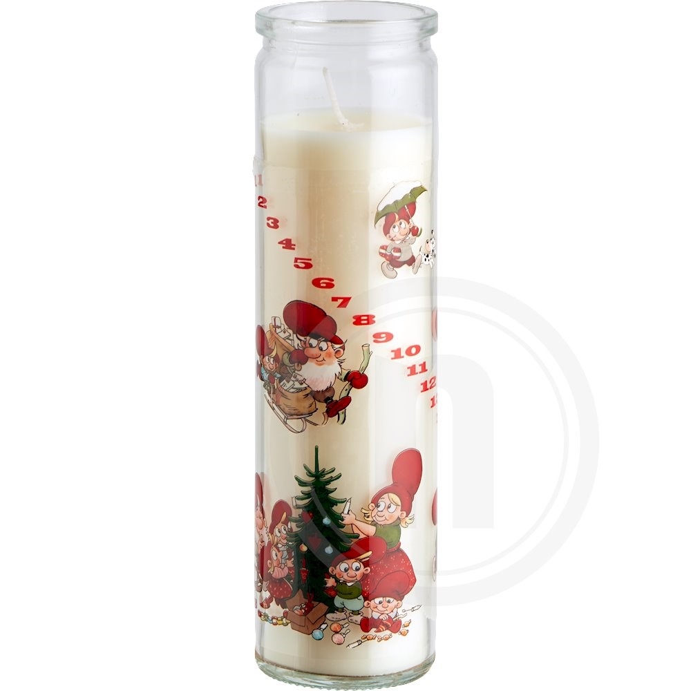 Kalenderlys i glas m. nisse