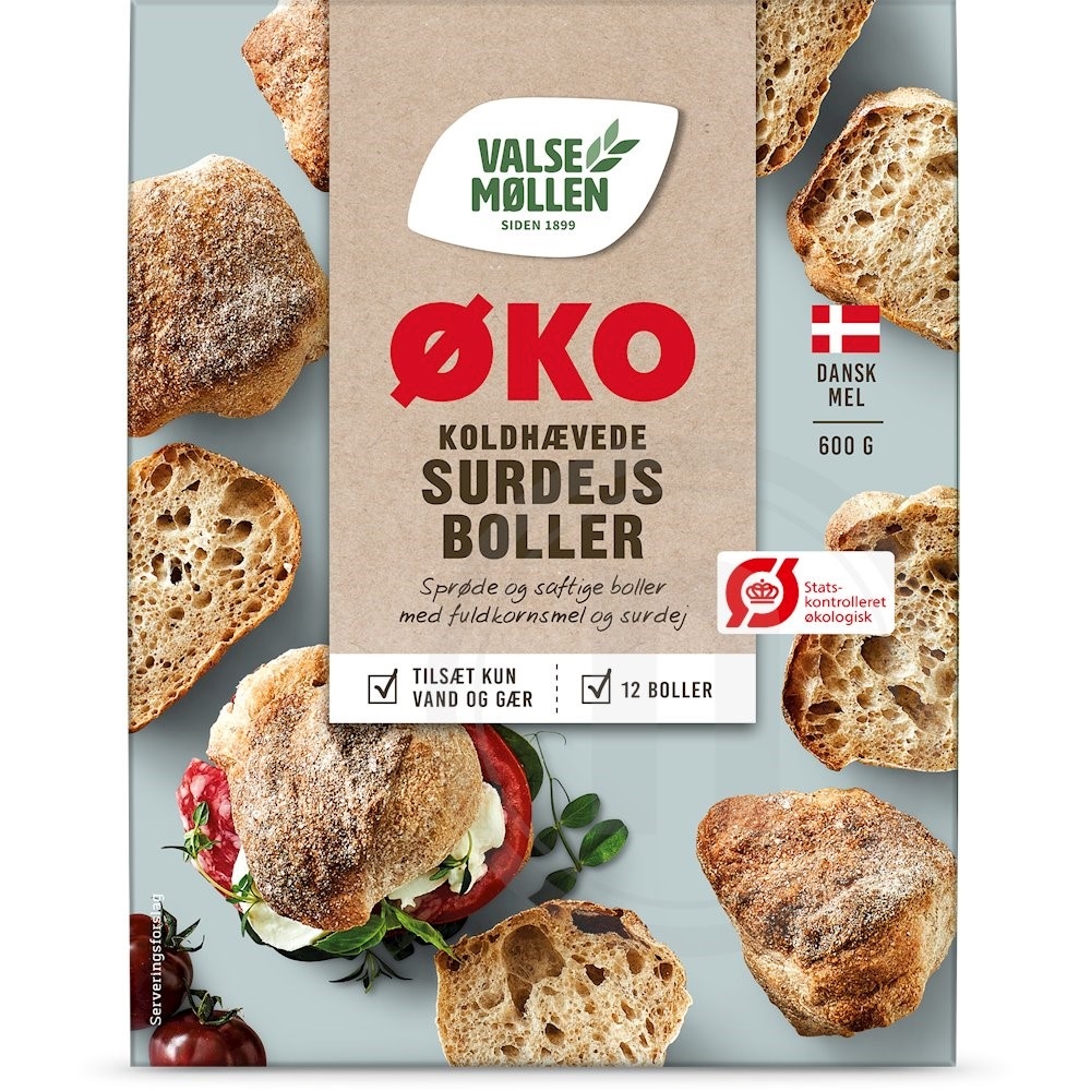 Koldhævede surdejsboller øko.