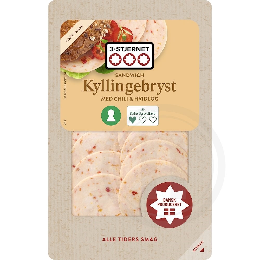 3-Stjernet Kyllingebryst i skiver Chili Hvidløg