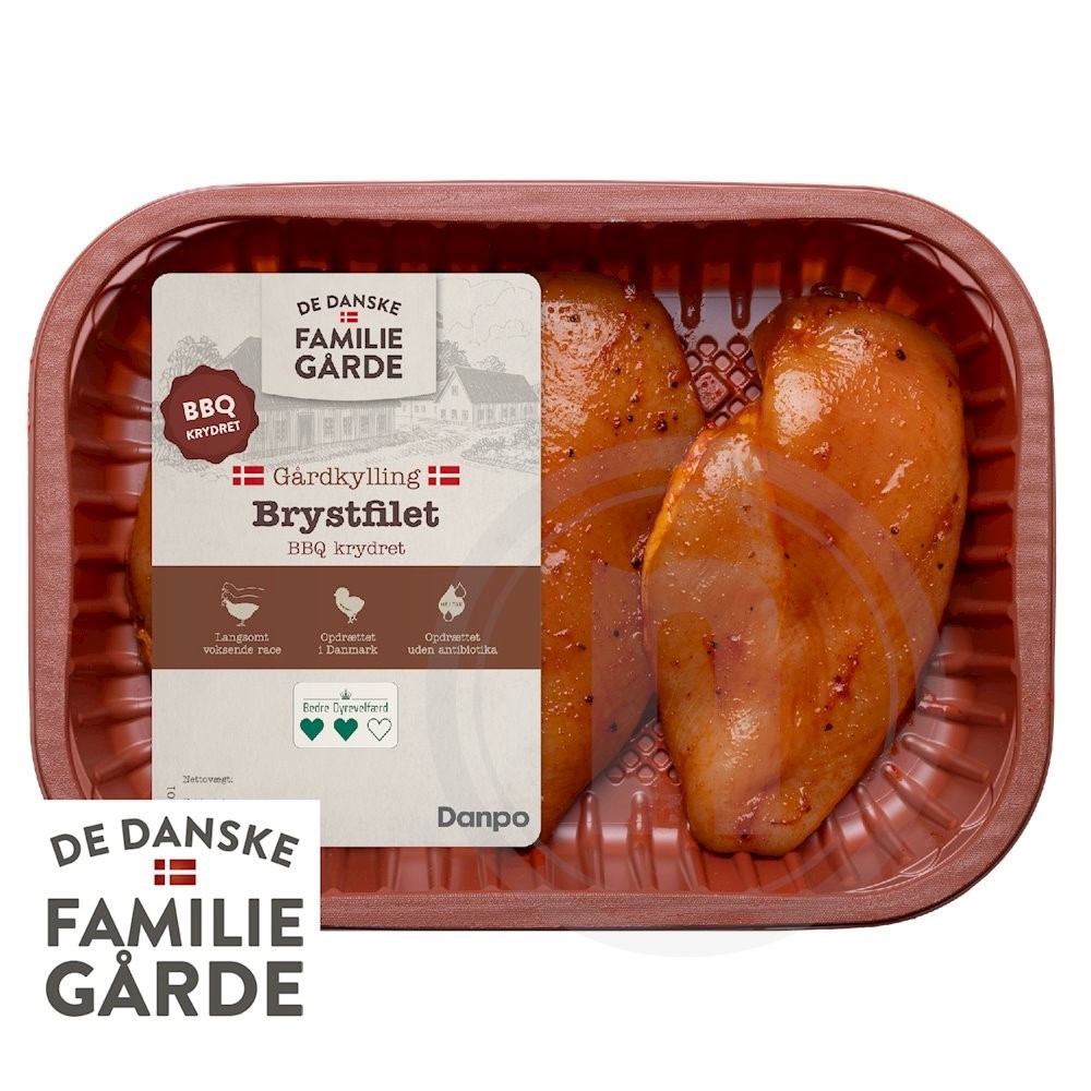 Danske Familiegårde Kyllingebryst med BBQ 550 g