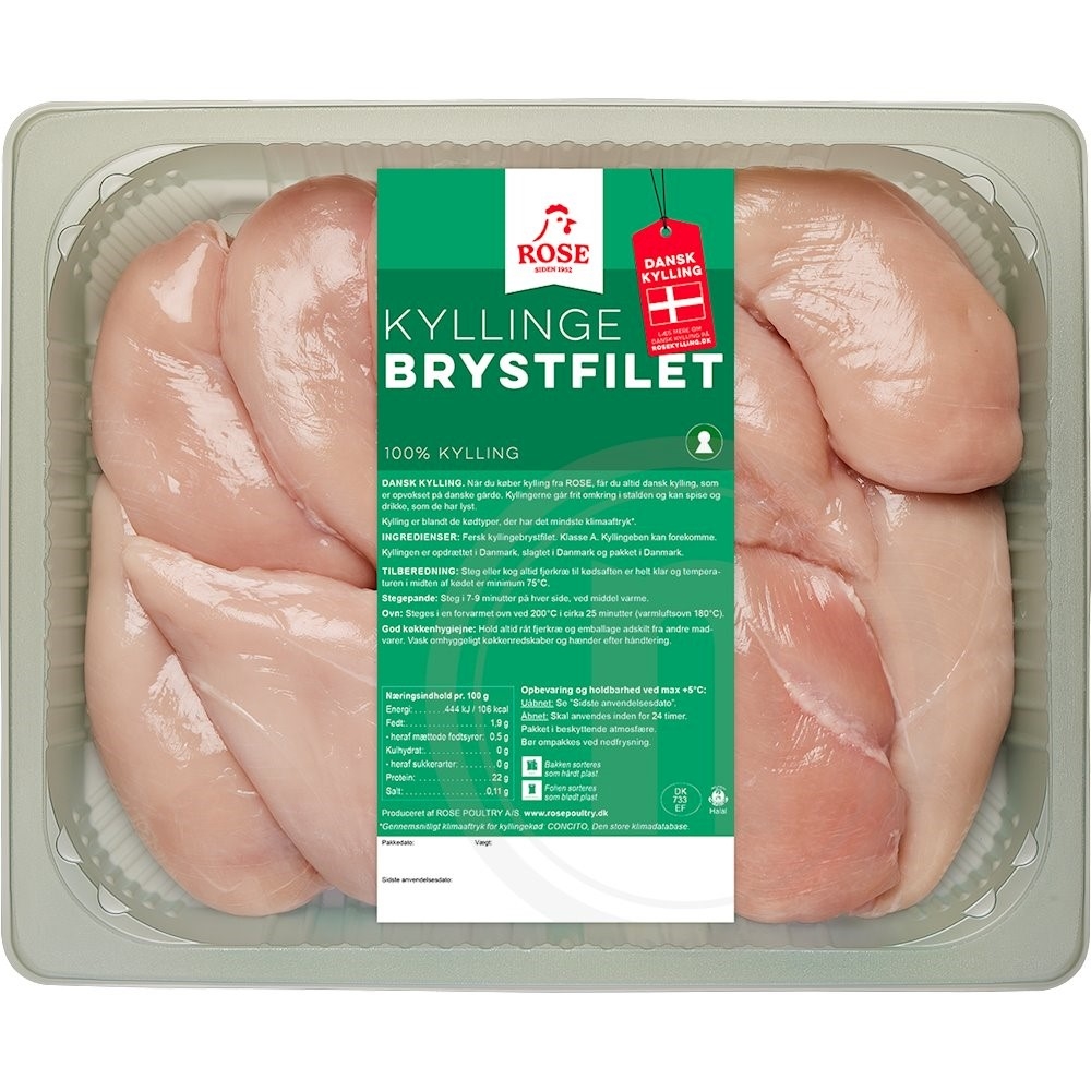 Kyllingebrystfilet, 1,80 kg / tilsat vand / Rose