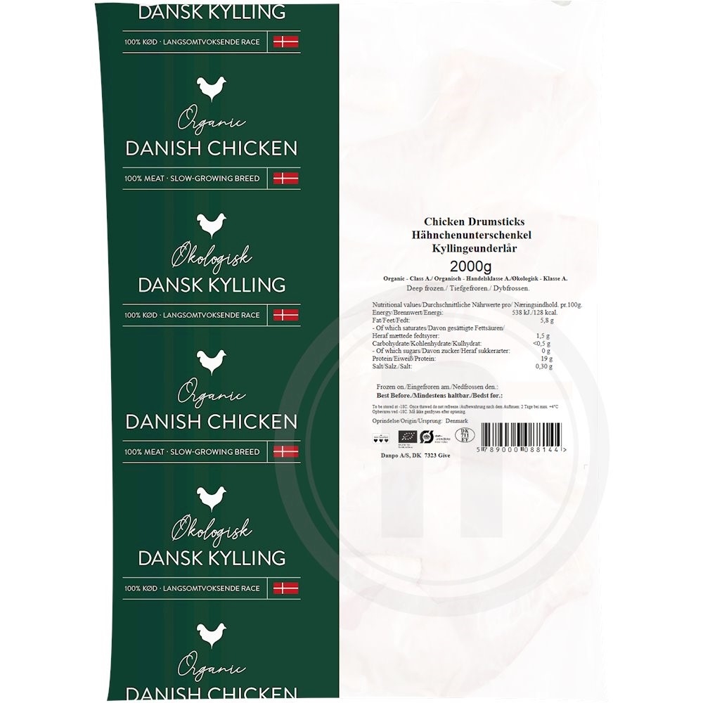 Kyllingeunderlår øko., 2,0 kg / frost