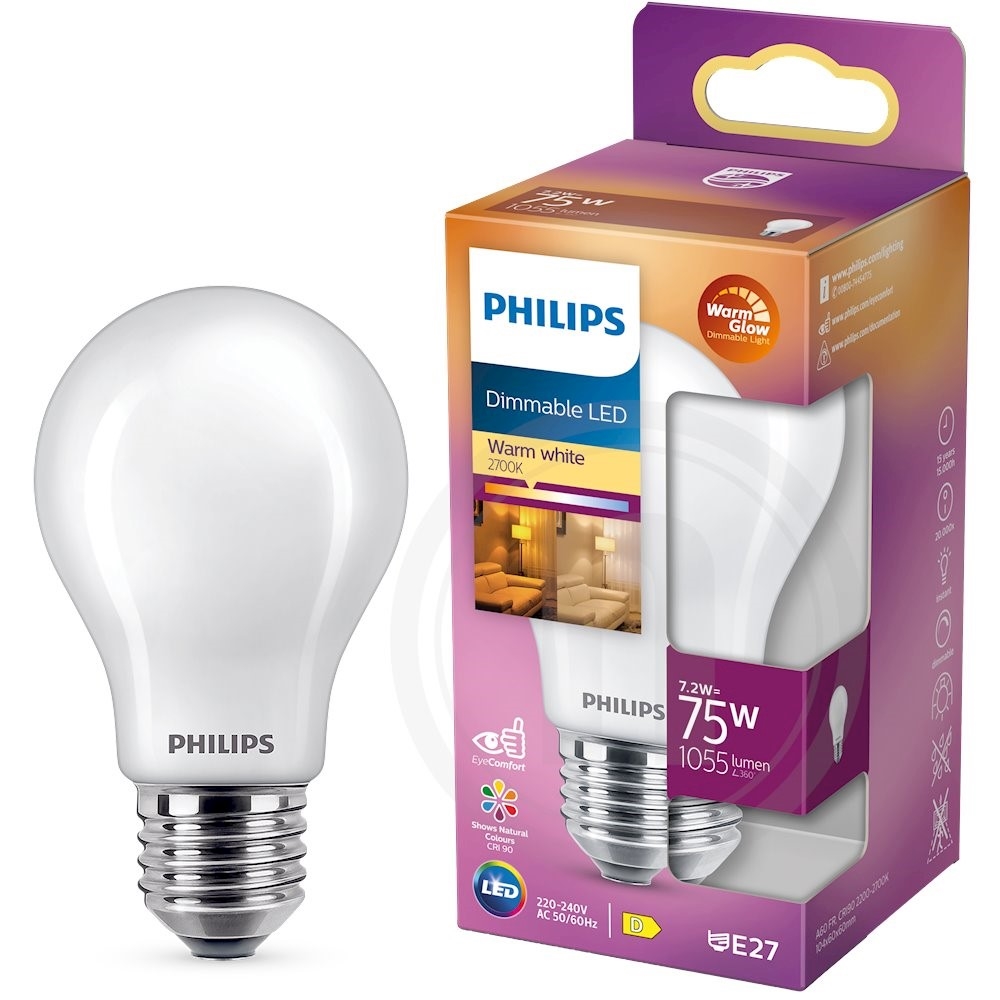 Philips LED kronepære 75W varmt hvidt lys 1 stk