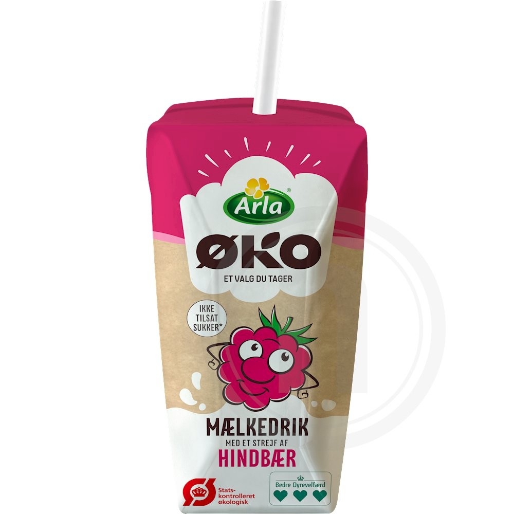 Mælkedrik m. hindbærsmag – produktbillede