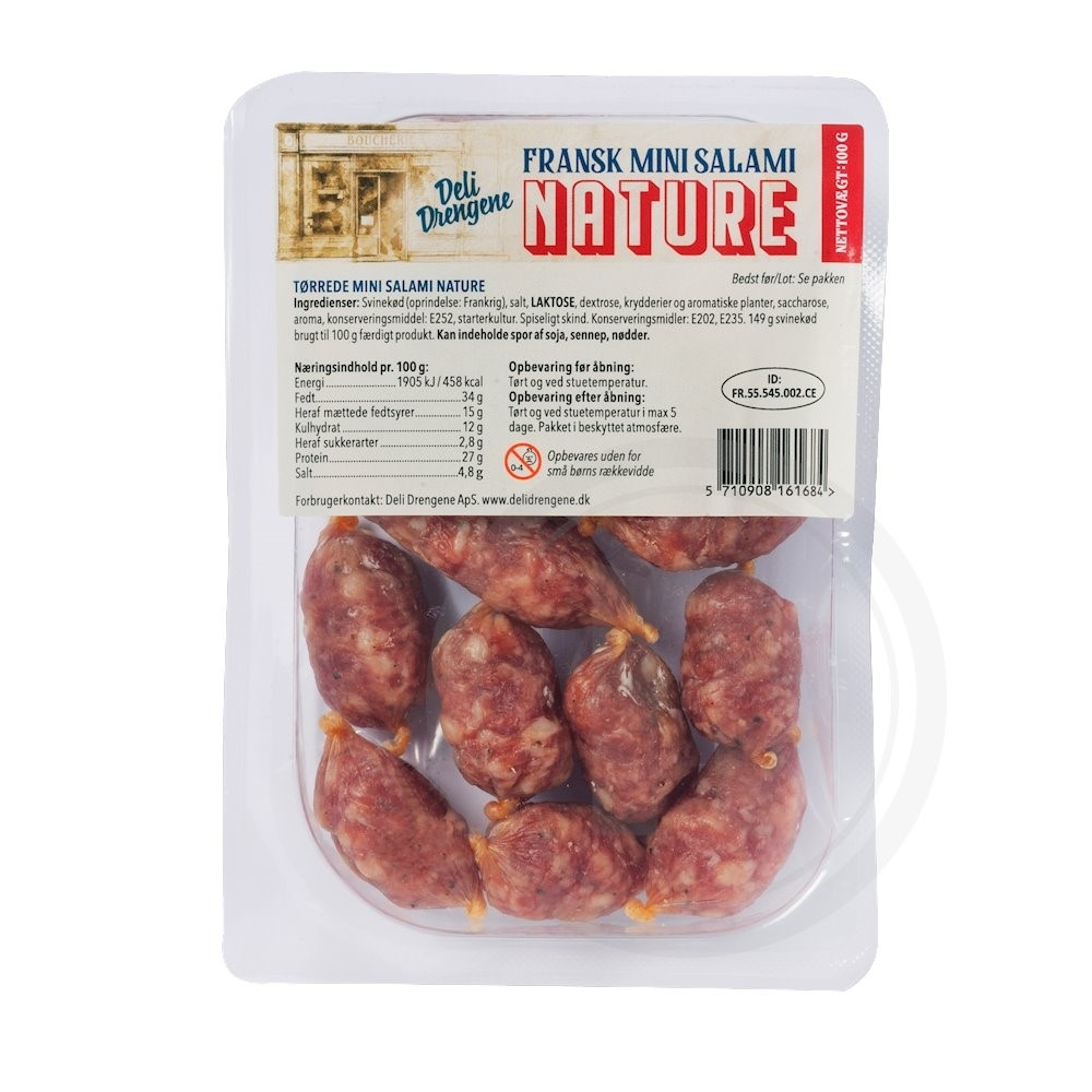 Mini salami nature fra Deli Drengene Leveret med