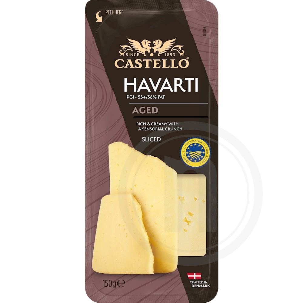 Modnet havarti ost i skiver fra Castello – Leveret med nemlig.com
