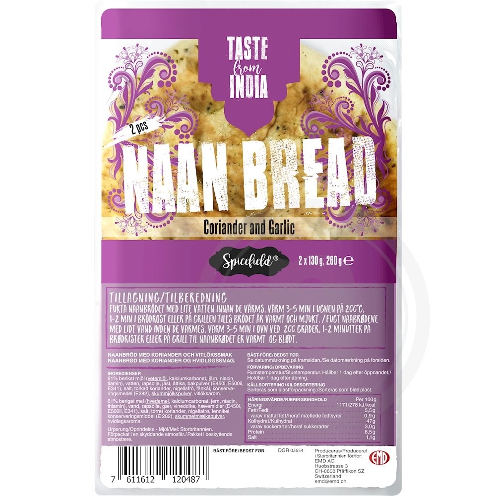 Naanbrød m. koriander/hvidløg