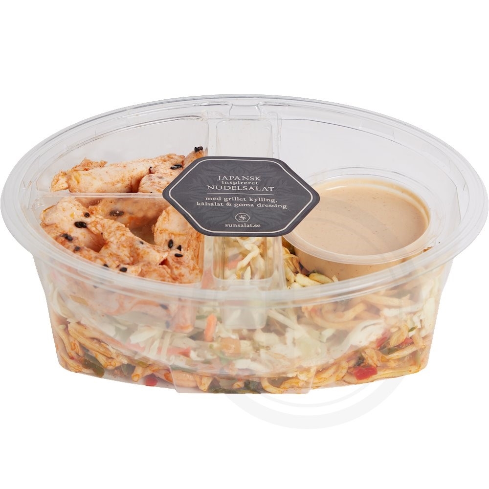 Nudelsalat m. grillet kylling