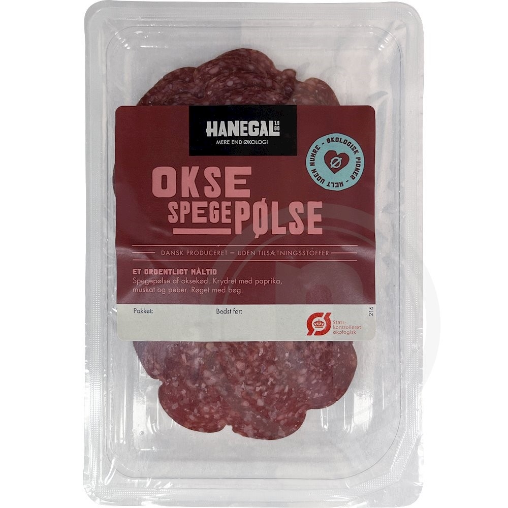 Hanegal Oksespegepølse i Skiver Øko