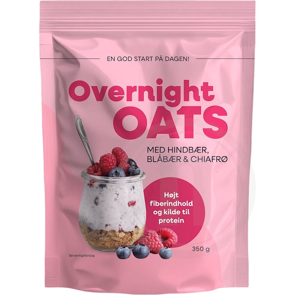 Overnight oats m. hindbær
