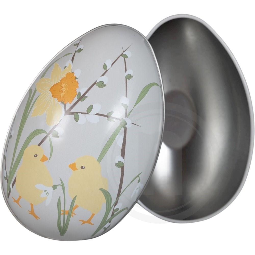 Det Gamle Apotek Påskeæg m. kyllinger metal grå