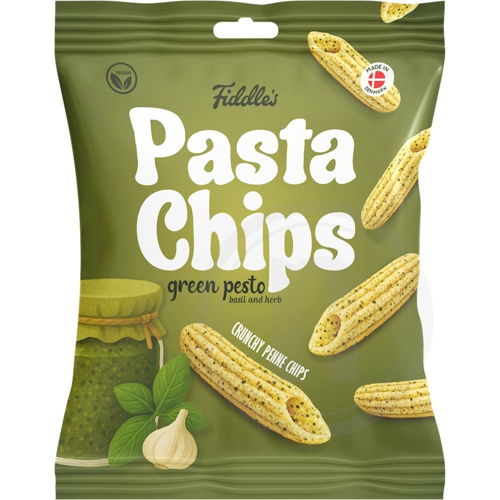 Pasta chips m. grøn pesto