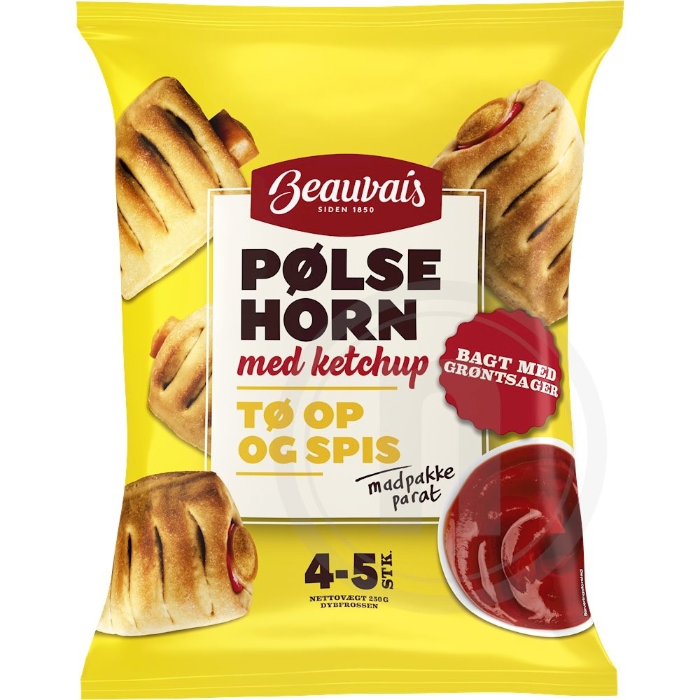 Pølsehorn m. ketchup