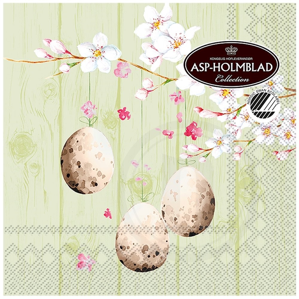Asp-Holmblad Serviet m. påskeæg 33 x 33 cm 3 lag 20 stk