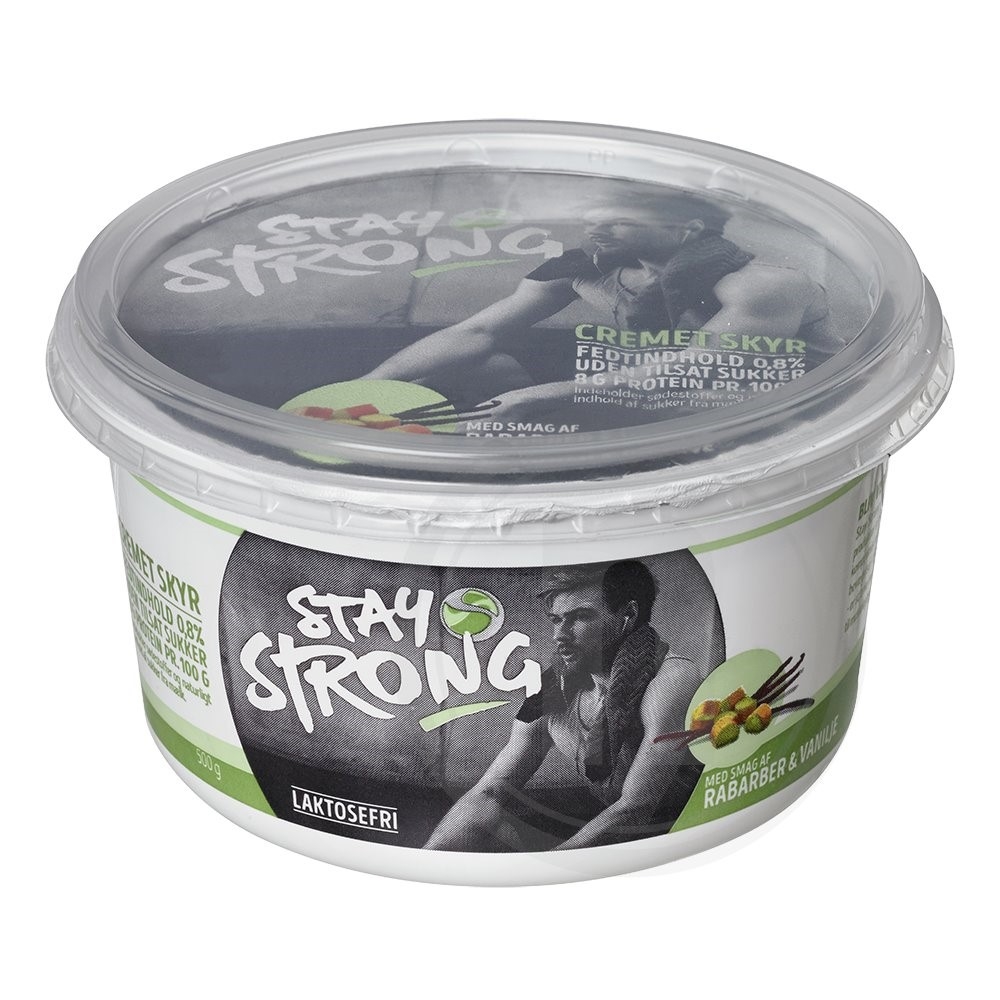 Skyr rabarber- og vaniljesmag, 500 g / laktosefri / Bedst før: 01-01-2026