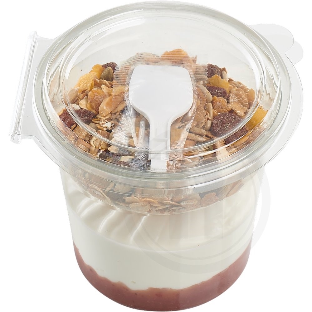 Skyr & yoghurt m. ristet müsli jordbær-rabarberpuré