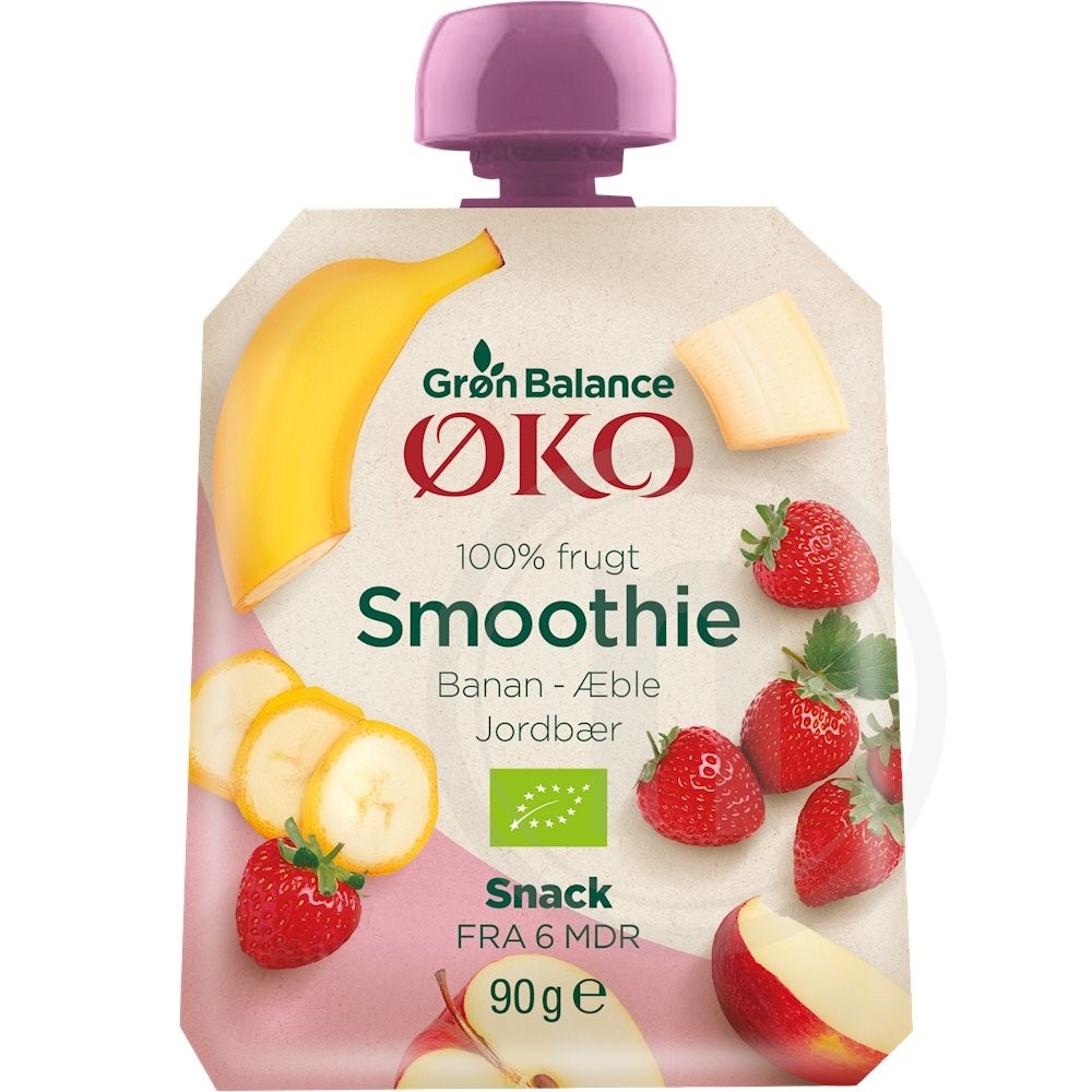 Smoothie m. jordbær/banan øko.