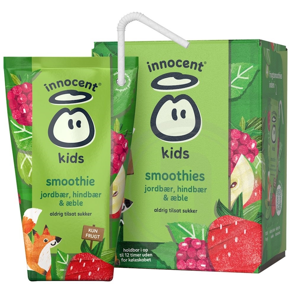 Smoothie m. jordbær og hindbær