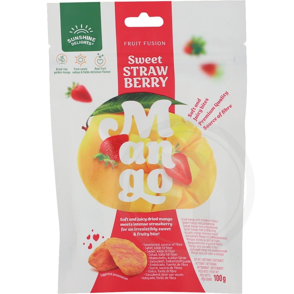 Soltørrede mango m. jordbær