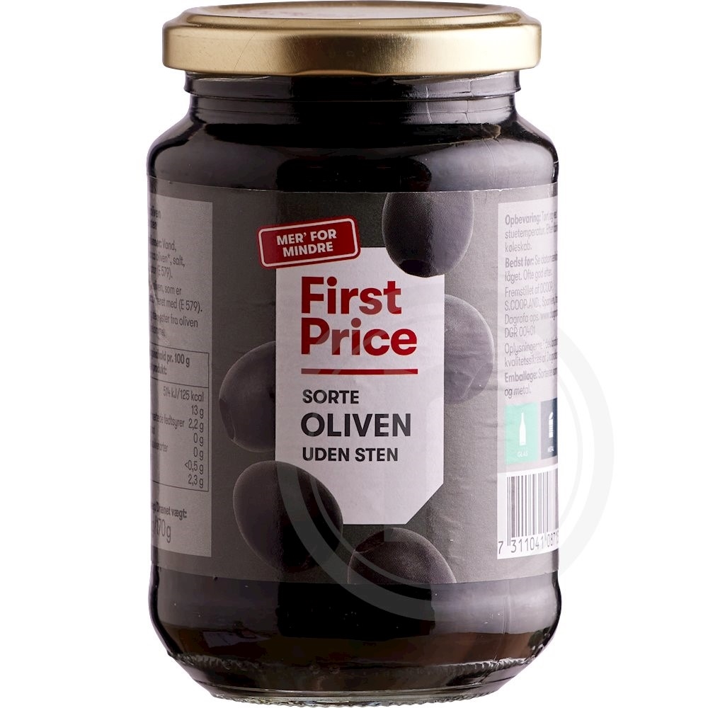 First Price Sorte Oliven Uden Sten