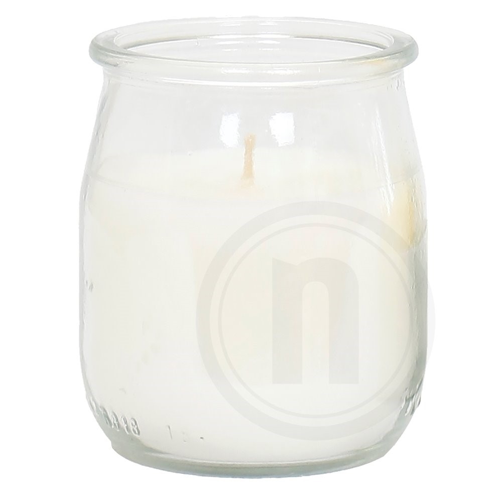 Asp-Holmblad Stearinlys i Glas Hvid .