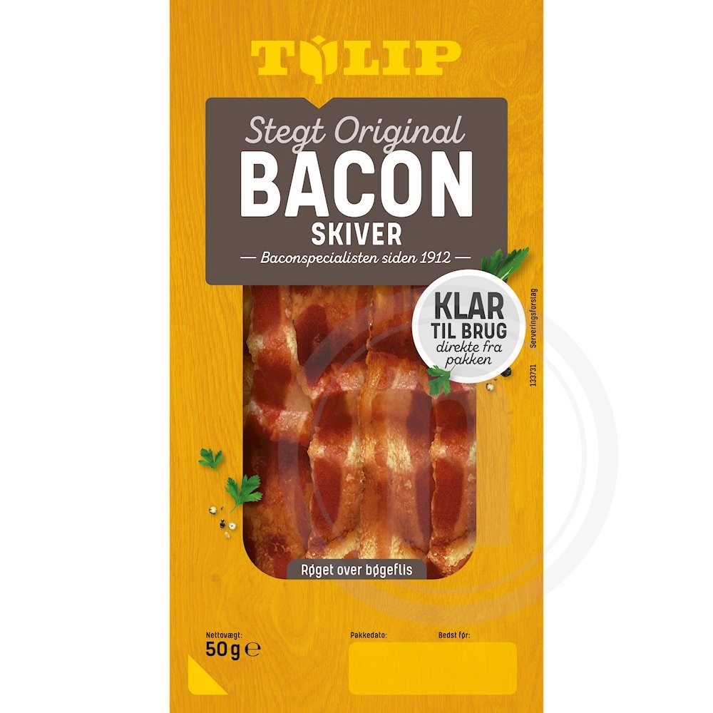 Stegt bacon i skiver fra Tulip Leveret med