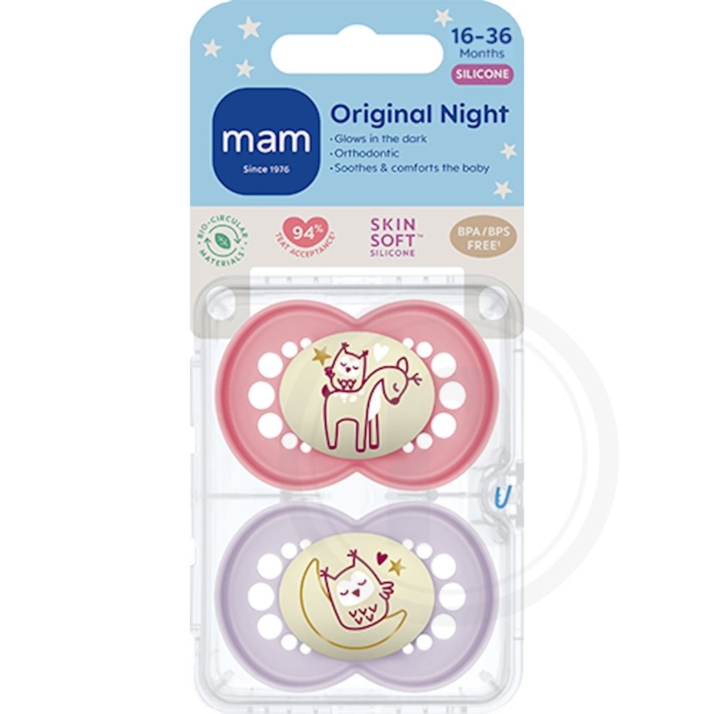 MAM Night Sutter 16-36 mdr Pink/Lilla Silikone