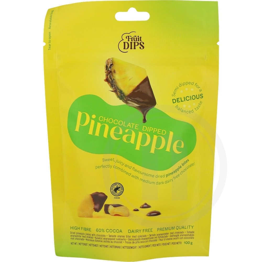 Tørrede ananas m. chokolade