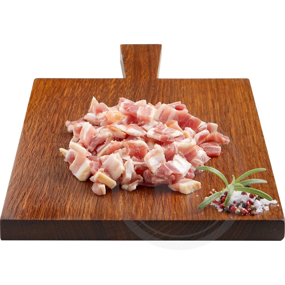 Tørsaltet bacon i tern