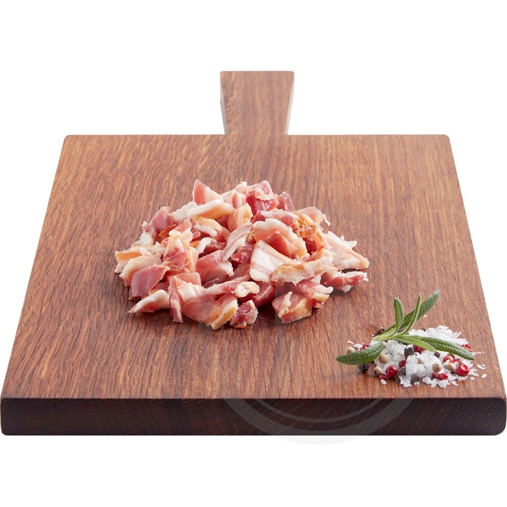 Tørsaltet bacon i tern