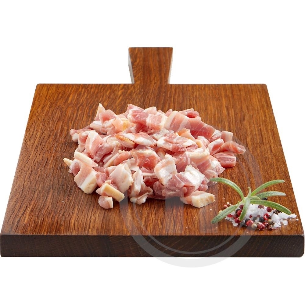 Tørsaltet bacon i tern