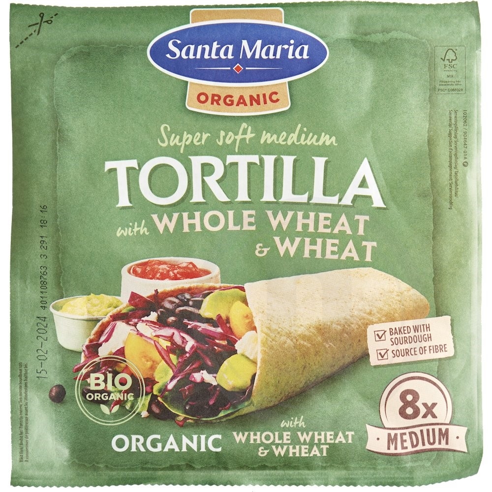 Tortilla økologisk fuldkorn 20 cm