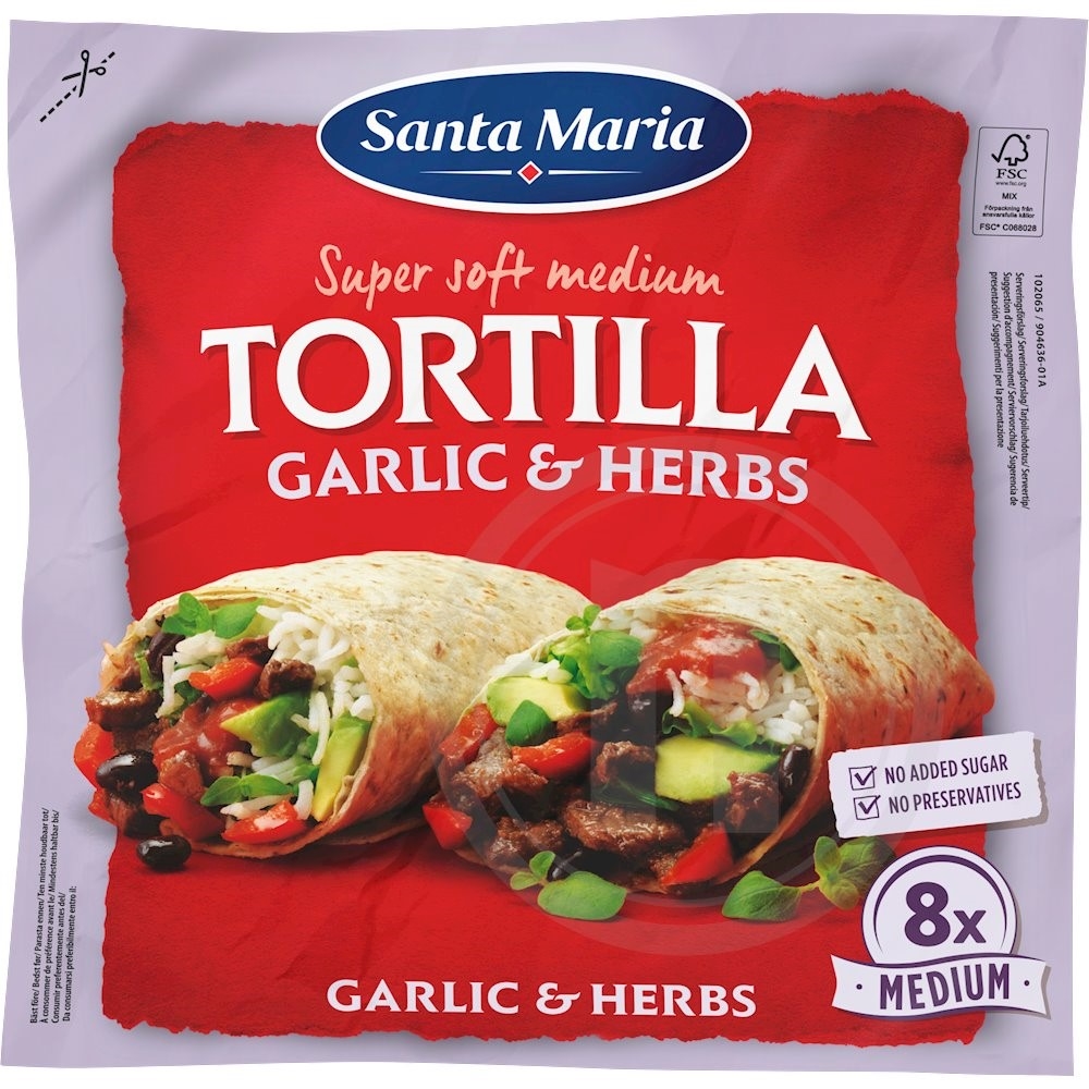 Tortilla m. hvidløg 20 cm