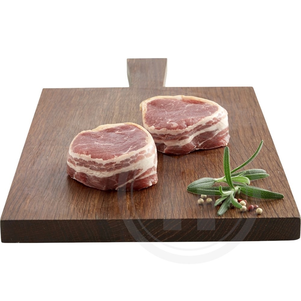 Tykstegsmedaljoner med bacon