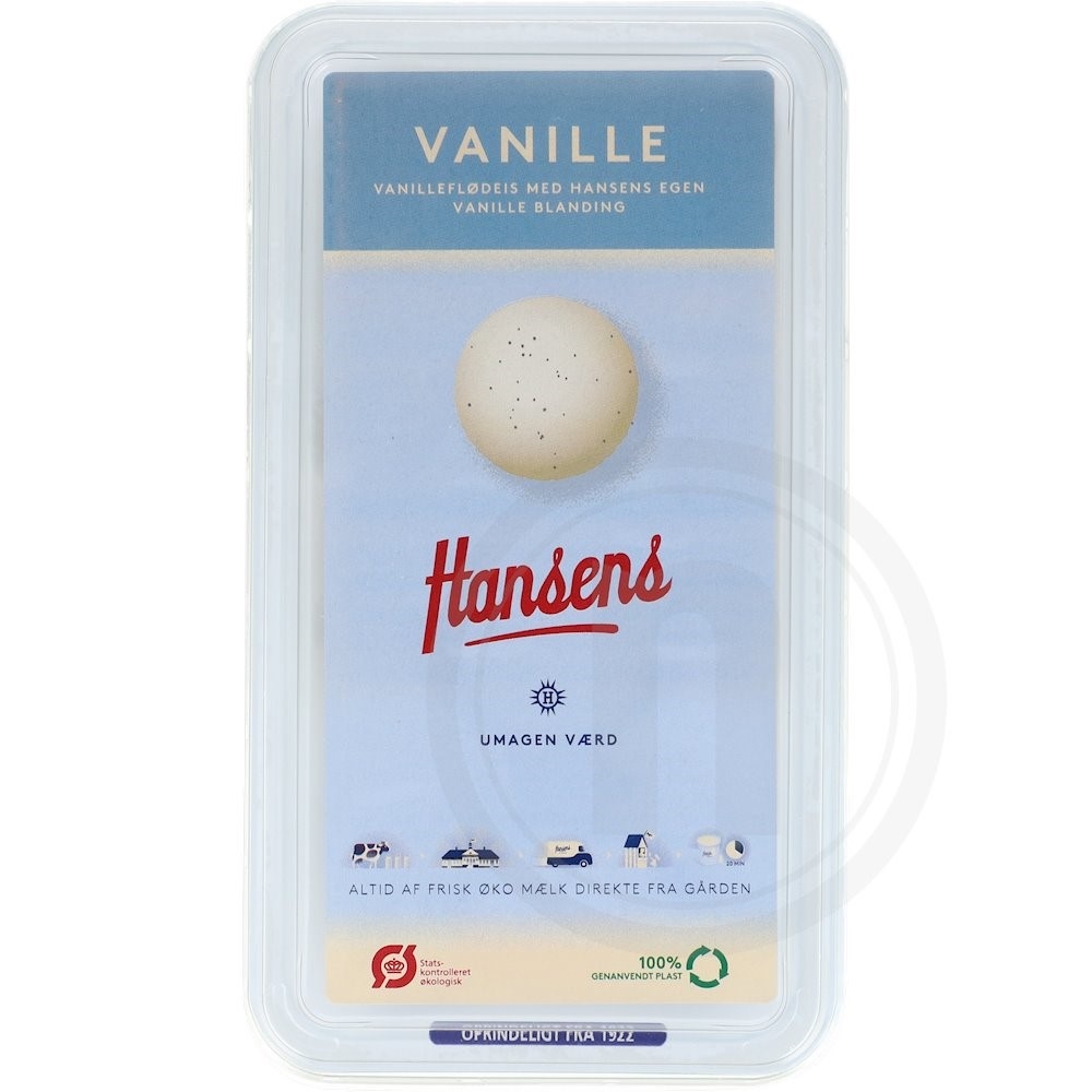 Hansens Flødeis Vaniljeis økologisk