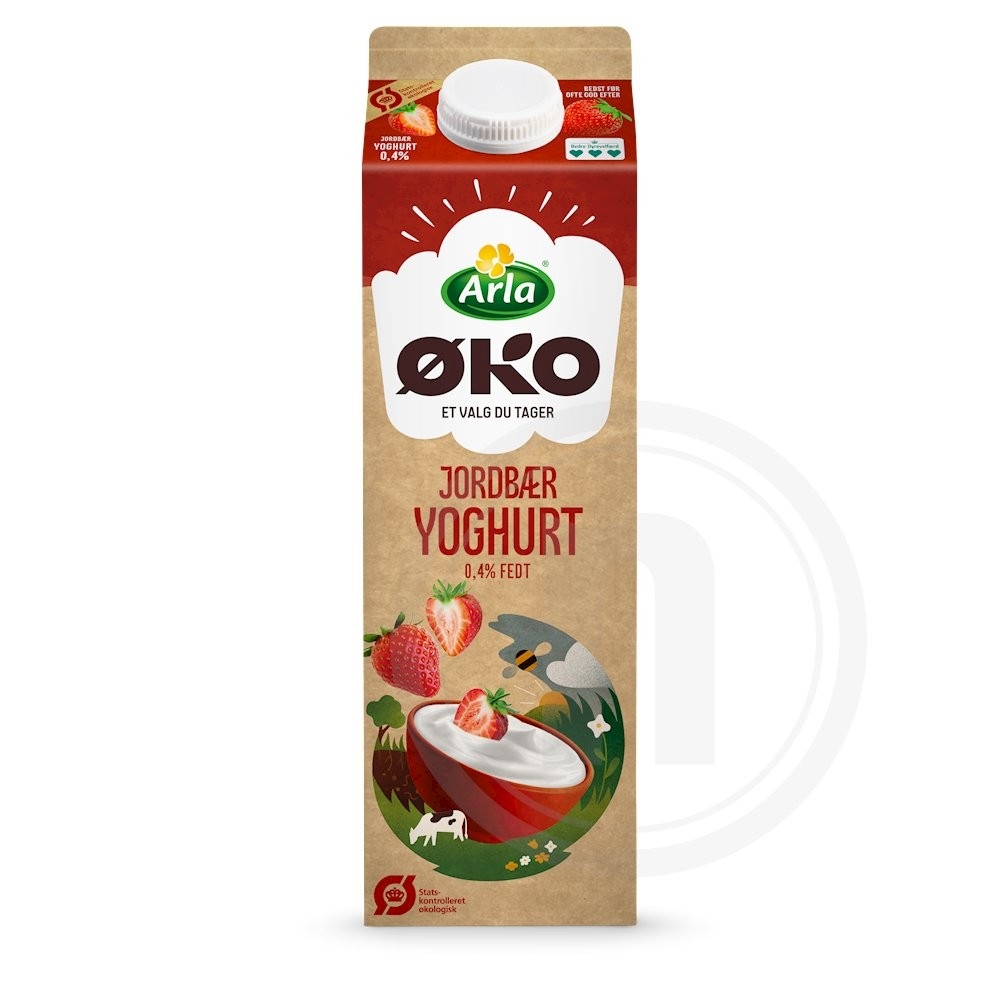 Yoghurt m. jordbær 0,4% øko.