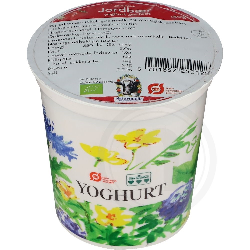 Naturmælk Yoghurt jordbær økologisk