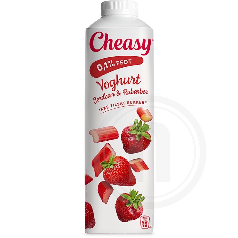 Yoghurt m. jordbær og rabarber