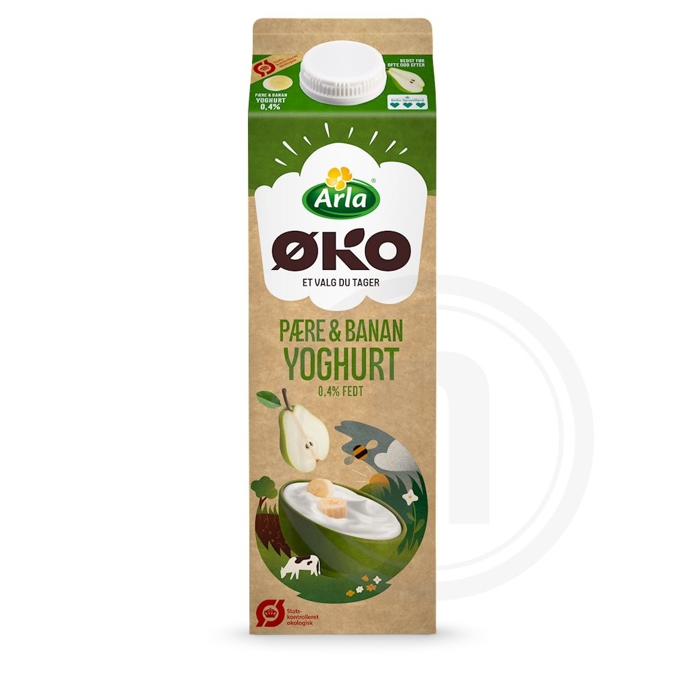 Yoghurt m. pære og banan øko.